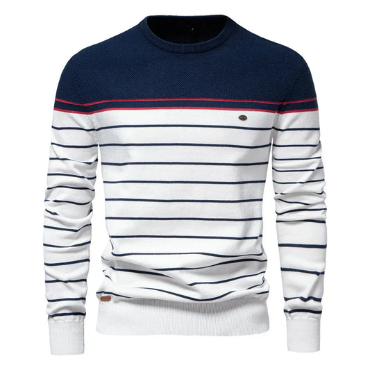 Adrien™ | Pull Rayé Marin